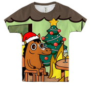 Дитяча 3D футболка Новорічна конячка - this is fine