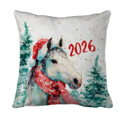 3D подушка Новорічна конячка у шапці Санти