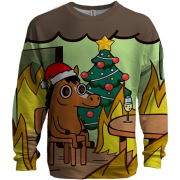 3D світшот Новорічна конячка - this is fine