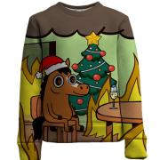 Дитячий 3D світшот Новорічна конячка - this is fine