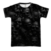 3D футболка с черными черепами