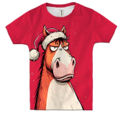 Дитяча 3D футболка Комічний кінь, символ року