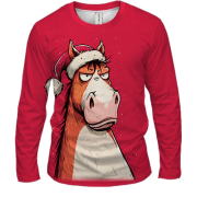 Мужской 3D лонгслив Комичная лошадь, символ года
