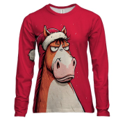 Женский 3D лонгслив Комичная лошадь, символ года