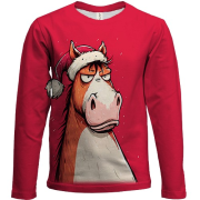 Дитячий 3D лонгслів Комічний кінь, символ року