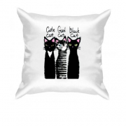 Подушка с тремя котами "cute, good, black"
