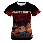 Женская 3D футболка Stranger Things x Minecraft