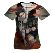 Женская 3D футболка Магическая битва - Юджи и Юта