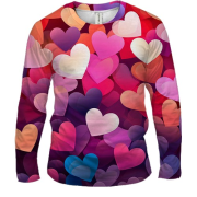 Чоловічий 3D лонгслів Colorful Love hearts
