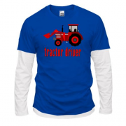 Комбінований лонгслів з написом "Tractor Driver"