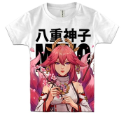 Детская 3D футболка Miko tails - Genshin Impact