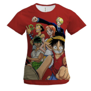 Жіноча 3D футболка One Piece team, red