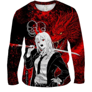 Мужской 3D лонгслив Power x Dragon, red