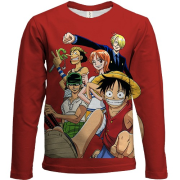 Дитячий 3D лонгслів One Piece team, red