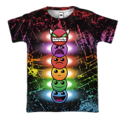 3D футболка Geometry Dash Levels