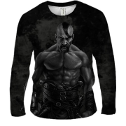 Мужской 3D лонгслив Казак с мечами (черно-белая)