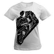 Жіноча 3D футболка з мотоциклістом