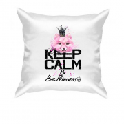 Подушка з собачкою Шпіц "keep calm & be princess"