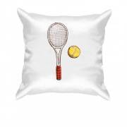 Подушка з тенісною ракеткою і жовтим м'ячем