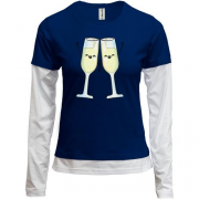 Комбинированный лонгслив с двумя бокалами шампанского