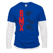 Комбинированный лонгслив с надписью "BMX"