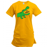 Подовжена футболка з крокодилом і написом "Я голодний"