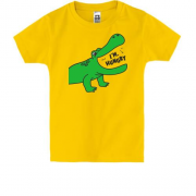 Детская футболка с крокодилом и надписью " Я голоден"
