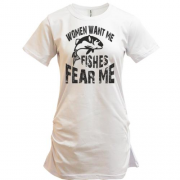 Подовжена футболка Women want me  Fish fear me