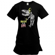 Подовжена футболка Music is my life Динозавр