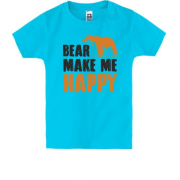 Детская футболка с надписью "Медведи делают меня счастливее"