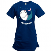 Подовжена футболка з котом русалкою