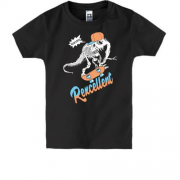 Детская футболка с динозавром на скейте