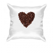 Подушка з серцем з кавових зерен