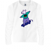 Детская футболка с длинным рукавом с крысой на скейте