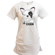 Подовжена футболка з написом "Le Chien" і собакою