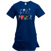 Подовжена футболка з Girl Power і квітами