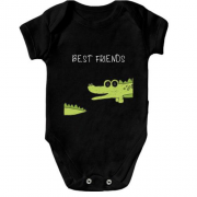 Детское боди с крокодилом и хвостом "Лучшие друзья"