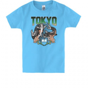 Детская футболка с надписью "Токио" и рыбками