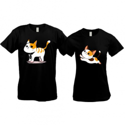 Парные футболки с влюбленными котиками