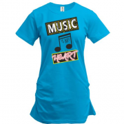 Подовжена футболка Music is my heart