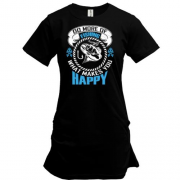 Подовжена футболка з написом "Риболовля - ось що робить мене щасливим"