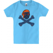 Дитяча футболка з синім скелетом в помаранчевій бандані