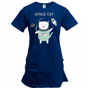 Подовжена футболка з космічним котом