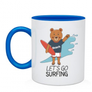 Чашка с мишкой серфингистом