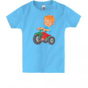 Детская футболка с мальчиком на велосипеде