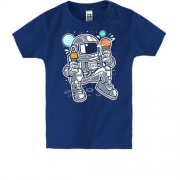 Детская футболка с космонавтом мороженым планетами