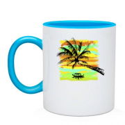 Чашка с пальмой и лодкой