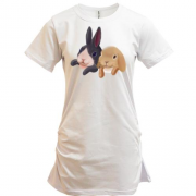 Подовжена футболка Кролики-друзі