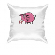Подушка с китайской свиньёй и иероглифом