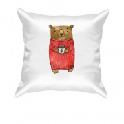 Подушка с медведем в свитере